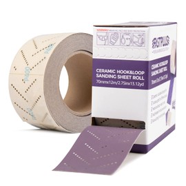 FASTPLUS Abrasive Sheet Roll, Purple Ceramic Automotive Sandpaper Roll,Clean Sanding Sheet Roll Multi-Hole, 70 mm x 12 m Sandpaper Roll for Wood Sanding, Auto Sanding, Body Repair, 400 Grit