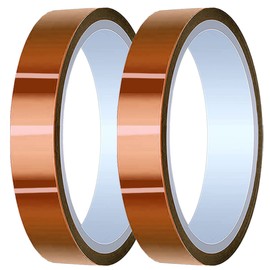 DAOKAI 2 Rolls 20mm x 28m(90ft) High Temperature Tape High Temp Tape Polyimide Heat Resistant Tape Thermal Tape Kapton Tape for Masking/Solder / 3D Printers/Battery