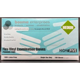 Bosma Medical Examination Gloves MEDIUM Flex-Vinyl Latex-Free Powder-Free BOSMA 100 Ct