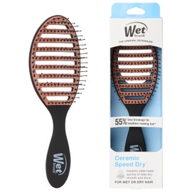 Wet Brush Ceramic Speed Dry Hair Brush, Black - Vented Design & Soft HeatFlex Bristles for Blow-Dry Safe Styling - Ergonomic Handle for Pain-Free Detangling - Hair Accessories for All Hair Types