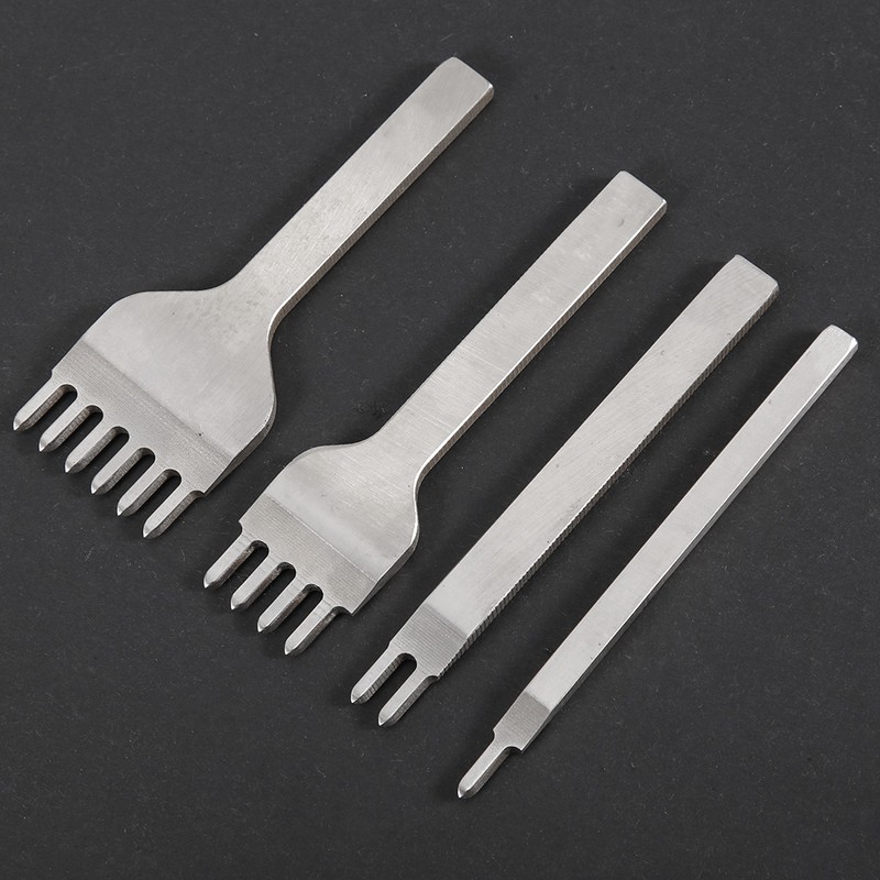 4 Pcs Hole Chisel 1+2+4+6 Prong Leather Punch Tool DIY