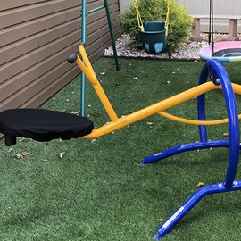 YardJoyliz 2pcs Waterproof Protective Teeter-Totter Home Seesaw Seat Cover, Black, For Kids, Includes Threaded Cord, Compact Storage Bag