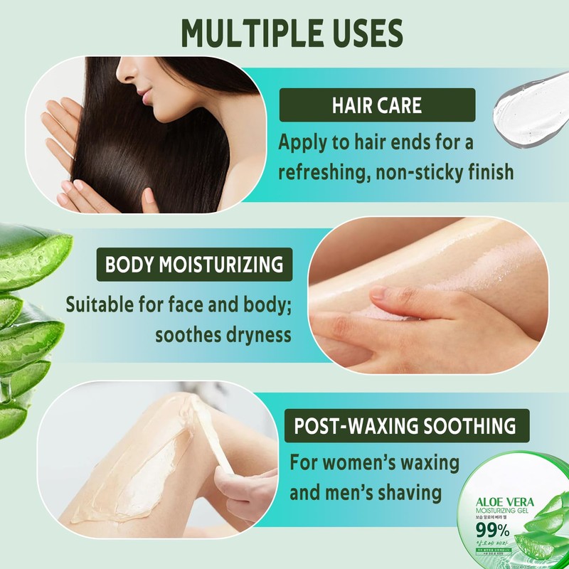 3PCS Aloe Vera Gel,Pure Aloe Vera Moisturizer,Soothing Aftersun Gel