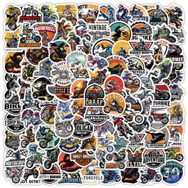 100PCS Small Size Motorcycle Stickers for Diary Water Bottle Phone, Cool Classic Motor Sticker Pack, Vinyl Waterproof Doodle Dazzling Scooter Decals for Teens Boys Adults