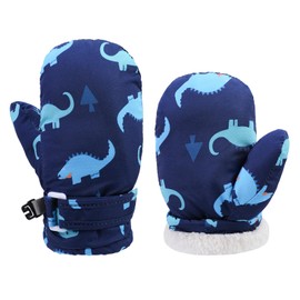 QKURT Kids Warm Gloves, Toddler Snow Mittens Fleece Lining Gloves Windproof Warm Gloves Winter Thermal Mittens Outdoor Play Gloves