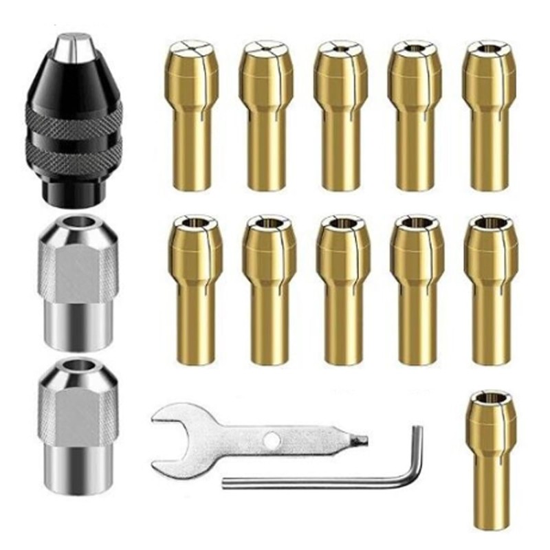 Parthan 16 Pcs Drill Chuck Collet Set, 0.5-3.2mm Replacement Accessory