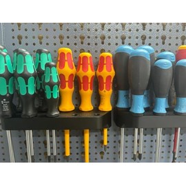 Double Screwdriver Holder for Perforated Wall Suitable for Küpper Perforated Wall and Euro Perforation 45 mm Euro Perforated Wall - All Perforated Walls - System Holder - Perforated Wall Accessories - Tool Wall (2 x Screwdrivers)