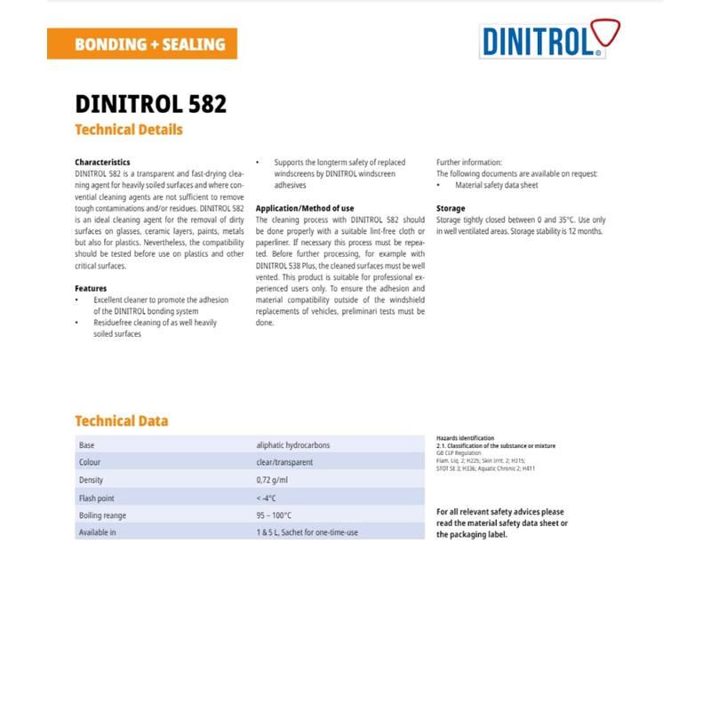 DINITROL 582 Special Cleaner Transparent 1L Can - Fast Drying