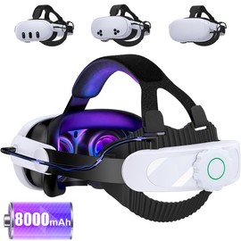 AXYBCOOL AXYBCOOL Battery Head Strap for Meta Quest 3S/3/2,VR Headset Strap with 8000mAh Rechargeable Battery Pack Enhanced Support and Comfort Accesssories for Oculus Head Strap