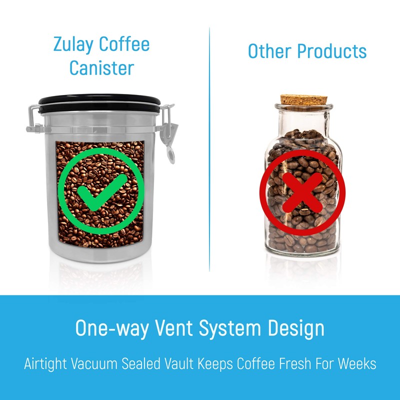 Zulay (Large) Airtight Coffee Canister - Stainless Steel Coffee Storage