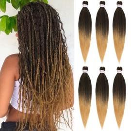 Samtress EZ Braids 16 Inch Pre Stretched Ombre Hot Water Setting Soft Yaki Synthetic Braiding Hair for Box Braids Crochet Hair Extensions (#T27)