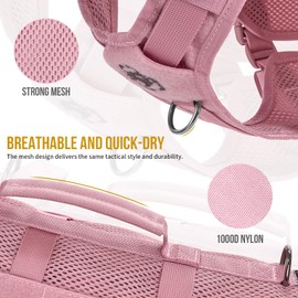 OneTigris Tactical Dog Harness for Small Dogs, No Pull Small Dog Vest Harness with Handles Breathable Military Dogs Molle Vests, Harness for Walking Hiking Training (Pink, XS)