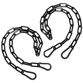 Varku 2 Pcs 39-Inch Stainless Steel Yoga Hammock Hanging Chains, 100CM 3mm Black Metal Chains with 5 * 2.5cm Hooks, Heavy Duty Swing and Hammock Chair Hardware Kit for Indoor/Outdoor Use