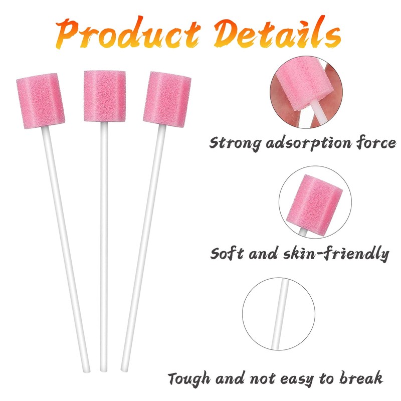100Pcs Mouth Sponges on Stick for Hydration, Disposable Oral Care