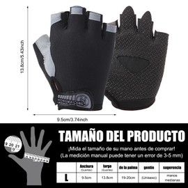 FRILNK Guantes Deportivos Mujer y Hombre, Guantes de Fitness y Ciclismo, Alfombrilla Antideslizante de Silicona para Medio Dedo, Guantes de Gimnasia para Hombres y Mujeres (Ordinario Negro, G)
