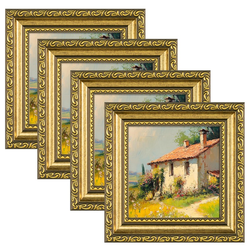 eletecpro 4x4 Picture Frames Set of 4, Ornate Frames with