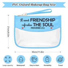 Friendship Christian Gifts for Women Proverbs 27 9 Blue Makeup Bags with Zipper Friend Birthday Gifts for Her Friendship Inspirational Gifts Cosmetic Travel Bag Organizer Bible Verse Gifts for Girls