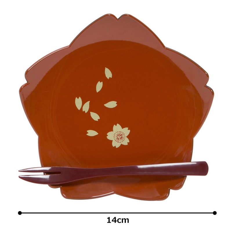 Maeju Lacquerware AMJ-2P-610 Assorted Cherry Blossom Dishes with Fork