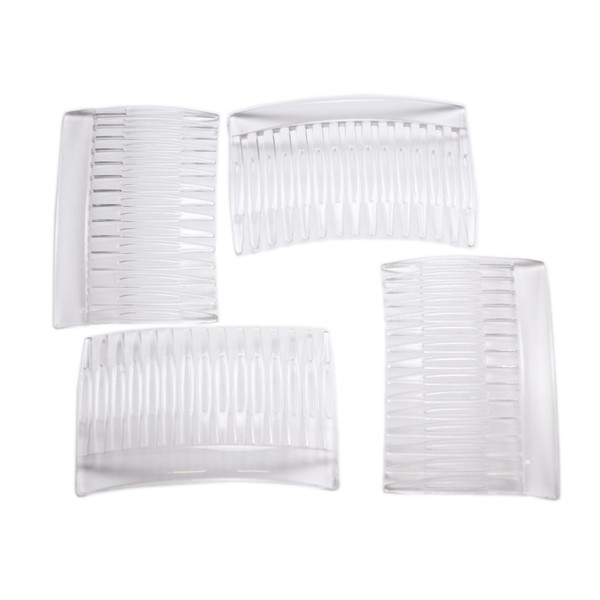 Arranview Jewellery Clear hair combs. 7cm length. 4 Pack of plain side hair grips