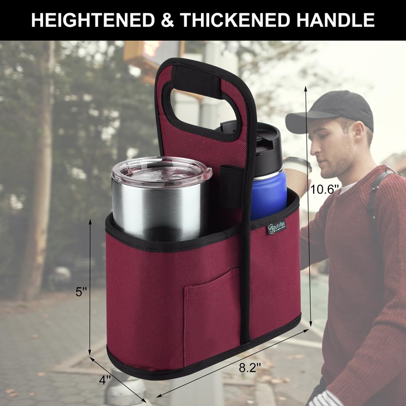 Beautyflier Drink Carrier with Handle for Delivery Reusable Insulated Coffee