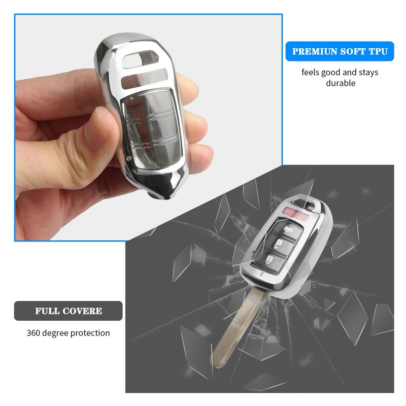 for Honda Key Fob Cover with Key Chain, Soft TPU