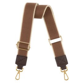 Muteffcase Purse Strap Wide Replacement Crossbody Bag Straps, 1.5" Canvas Handbag Shoulder Strap, Adjustable Tote Belt, Gold 1.5" - Brown and Cream, 1.5“/3.8cm, Soft