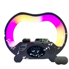 New Model Led Rgb Lamp Dock 5 in 1 Music Wireless Speaker Wireless Charger Lamp Mobile Phone Fast Charging RGB Alarm Clockcolor: White