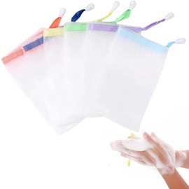 10PCS Soap Bags for Soap Bars, Handmade Bubble Mesh Soap Bag Exfoliating Soap Saver Pouch Net Shampoo Bar Bag Soap Sleeves with Drawstring Body Facial Cleaning Tool for Bath & Shower(Random Color)