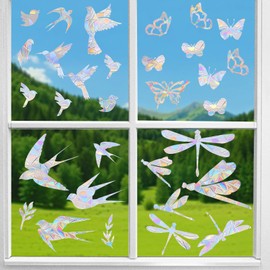 KASESSS Pack of 46 Suncatcher Stickers, Prism Window Stickers, Rainbow Film Window Bird Protection, Rainbow Window Film, Sun Catcher Sticker, Prism Window Sticker, Sun Catcher Sticker