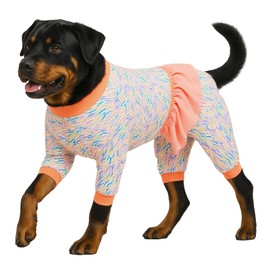 LovinPet 661 - Pijama suave para perro, cuello alto, de algodón, protección UV y posoperatoria, elástico alrededor de los arroyos del desierto, estampados costeros, pijama grande para perro como capa base para vestidos de perro