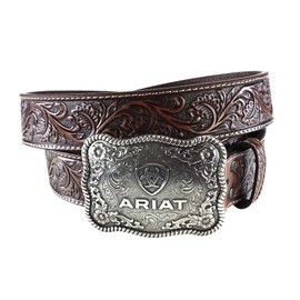 Ariat Men's Straight Floral Buckle, Black/Tan, 38