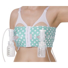 Ameda PumpEase - brasier de bombeo con manos libres, diseño exclusivo de Ameda, talla grande, brasier de bombeo con manos libres para lactancia y bombeo de mamás, lavable a máquina, duradero, patrón de lunares de moda
