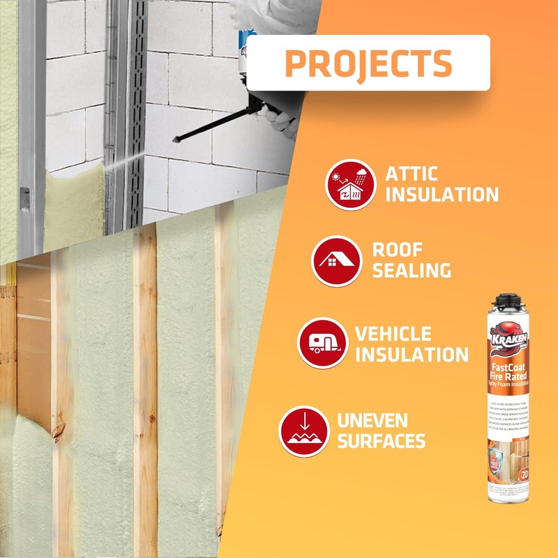 Kraken Bond Fastcoat Fire Rated Spray Foam Insulation Kit Closed