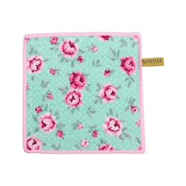 FEILER Handkerchief Towel, 9.8 inches (25 cm), Monpuchi Green/Candy Pink, Wash Cloth Towel
