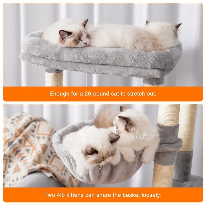 Heybly Cat Tree, 68 inch Multi-Level Cat Tower for Indoor