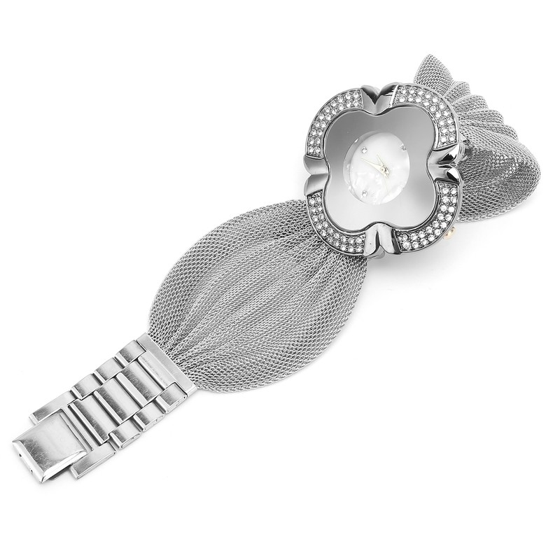 Flower Shape Dial Women Watch Wide Mesh Belt Quartz Elegant
