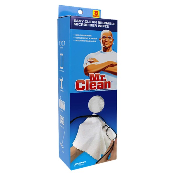 Mr. Clean Easy Clean Reusable Microfiber Cloths 8 Count, Blue