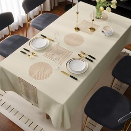 HOMOHEINI Rectangle Table Cloth,100% Waterproof Tablecloth Oil Proof Spill Proof Vinyl Table Cloth, Wipe Clean Plastic Table Cover for Dining, Camping, Indoor and Outdoor 52" x 70",Geometry