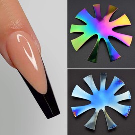 Mandel Easy French Smile Line Nail Art Manicure Edge Cutter Nail Cutter Acrylic Tool with 9 Sizes Rainbow Colour NAT196-FC07