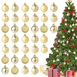 36 PCS Esferas Navideñas de 4 cm, Set con 6 Diseños Diferentes