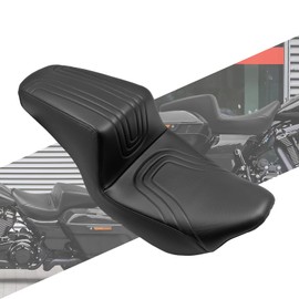HCmotorku One-Piece Seat Driver Passenger Two-Up Seat Fit For Harley Touring CVO Road Glide FLTR Street Glide FLHX Road King FLHR Electra Glide Ultra Limited FLHT 2009-2023 (Black Stitching)
