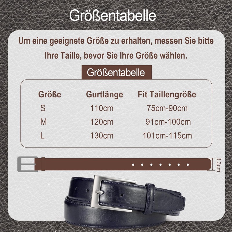 WHIPPY Men's Leather Belt Classic Denim Belt for Men 38