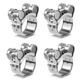 Fomiata Set of 4 Hinged Bolt Clamps Stainless Steel Hose Clamps Clamping Range 26-28 mm, Band Width 18 mm, W4 (26-28 mm 4 Pieces)
