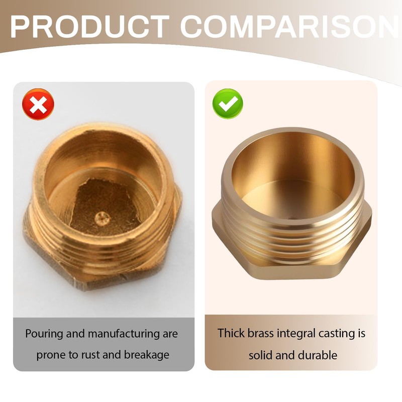 2 x brass plugs, 1 inch male thread, sealing plug