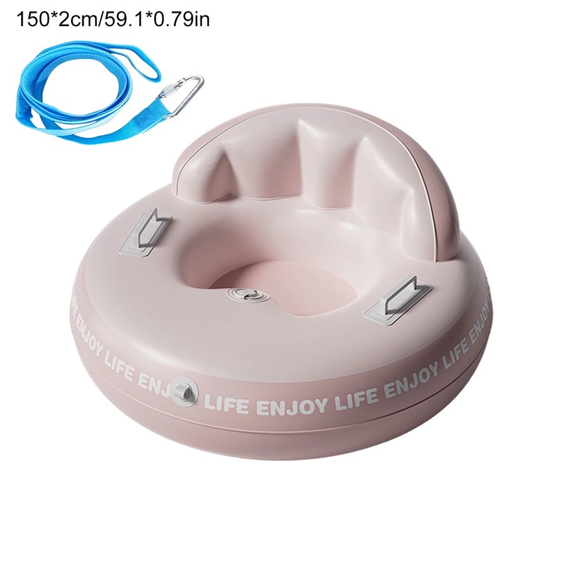 34.3 Inch Inflatable Snow Tube with Backrest and Handles, Thickened