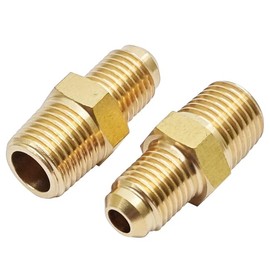 1 Pcs Brass Flare Adapter Half Fitting Gas Connection Fittings, SAE 1/4"(7/16"-20 UNF) Flare Male to G1/4" Male Pipe Adapter Hose Fitting