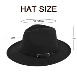 VASANA Unisex Classic Wide Brim Fedora Hat Black Felt Panama Hat Jazz Cap for Performance Party Show Cosplay Wedding Daily (56-58cm), Black, One Size, black