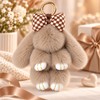 Fluffy Bunny Keychain for Holiday Gifting – Cute Bow Rabbit