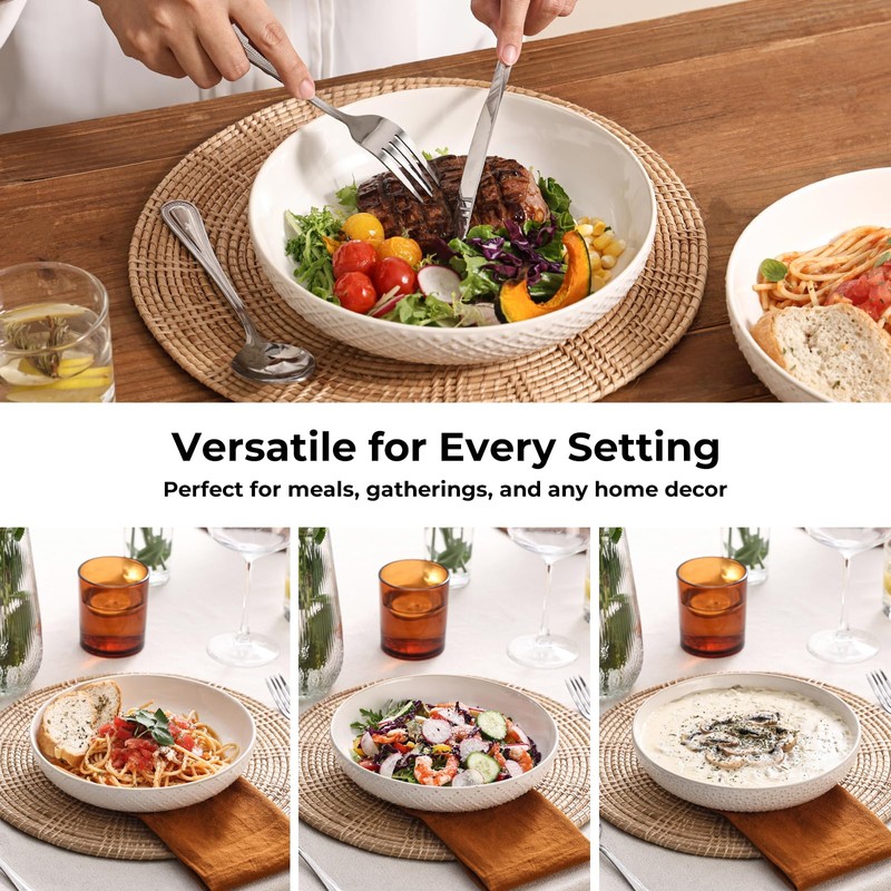 Y YHY 8.5" Pasta Bowls Set of 4, 30 oz