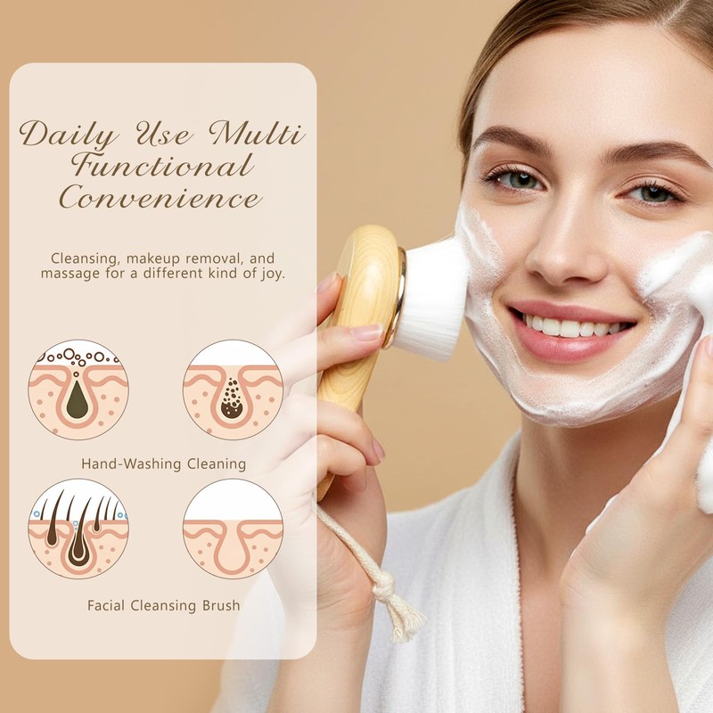 QFGasre 2pcs Soft Bristle Face Cleansing Brush Manual Face Brush